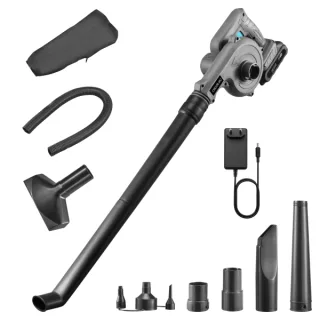 Cecotec AirForce 2120 FreeMove Soplador de Hojas Inalambrico - Bateria 21V 2Ah - Incluye Accesorios - Multifuncion - Velocidad hasta 200km/h - Color Gris