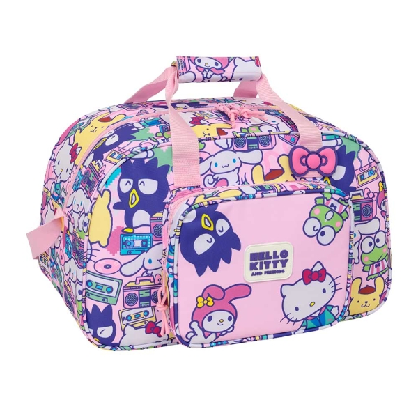 Safta Hello Kitty and Friends Bolsa de Deporte - Bandolera Ajustable - Bolsillo Frontal - Cremallera con Doble Tirador - Tacos en la Base - 40x24x23cm - Color Rosa