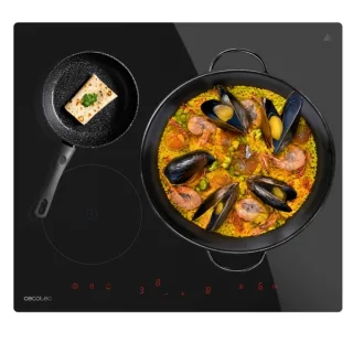 Cecotec Bolero Squad I 3600 Cocina de Induccion Encastrable - 7400W - 3 Zonas - Temporizador - Control Tactil Invisible - 9 Niveles de Potencia - Funcion Booster - Color Negro