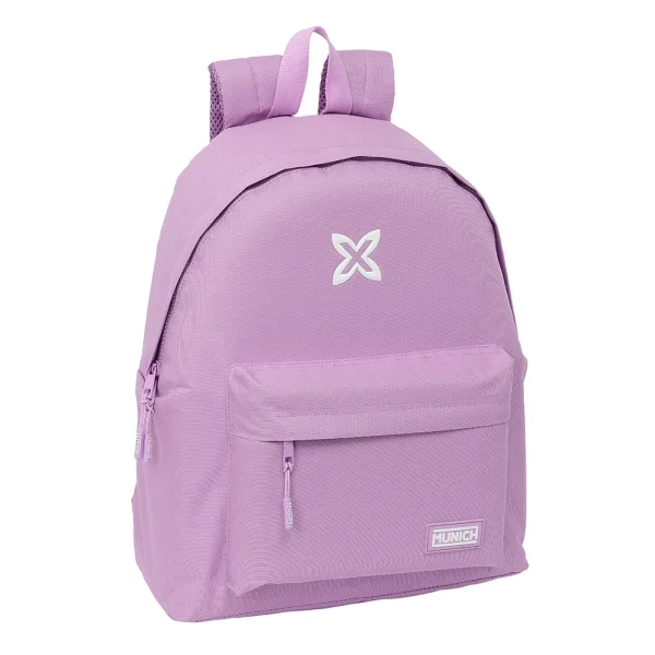 Safta Munich Basicos Lila Mochila - Bolsillo Frontal - Hombreras Acolchadas - Espalda Ergonomica - Doble Tirador - Asa Superior - 20.8L - 330x150x420mm - Color Violeta