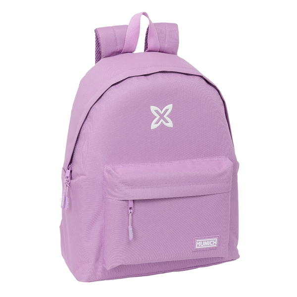 Safta Munich Basicos Lila Mochila - Bolsillo Frontal - Hombreras Acolchadas - Espalda Ergonomica - Doble Tirador - Asa Superior - 20.8L - 330x150x420mm - Color Violeta