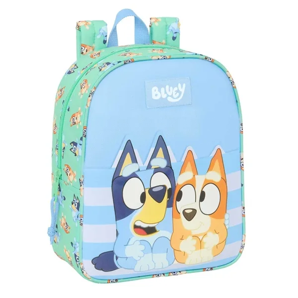 Safta Bluey Sisters Mochila Guarderia - Adaptable a Carro - Cremallera - Tarjeta de Identificacion - Asa de Mano Superior - 6L - 220x100x270mm - Color Azul