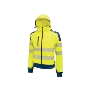 Upower Miky Chaqueta Softshell - Talla 2XL - Transpirable, Elastica, Cortaviento, Repelente al Agua, Capucha Desmontable, Bolsillos con Cremallera, Detalles Reflectantes, Proteccion DPI2 - C