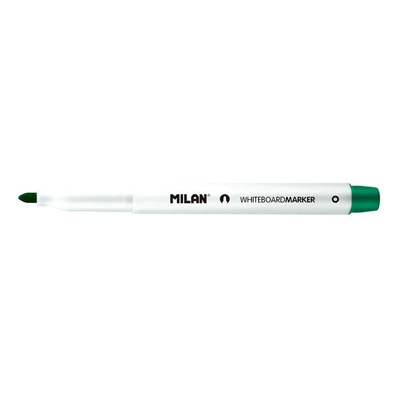 Milan Rotuladores para Pizarra Blanca con Punta Redonda - Punta 3.7 mm - Tinta a Base de Alcohol - Borrable en Seco - Color Verde · Pack de 12 uds.