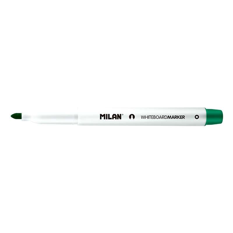 Milan Rotuladores para Pizarra Blanca con Punta Redonda - Punta 3.7 mm - Tinta a Base de Alcohol - Borrable en Seco - Color Verde · Pack de 12 uds.