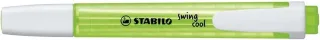 Stabilo Swing Cool Marcador Fluorescente - Cuerpo Plano - Punta Biselada - Trazo entre 1 y 4mm - Tinta con Base de Agua - Antisecado - Color Verde · Pack de 10 uds.