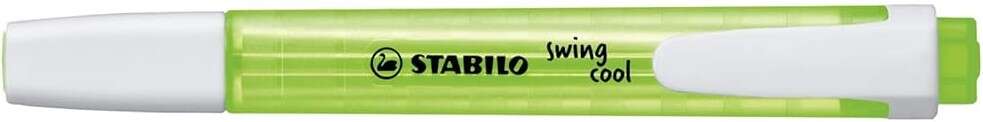 Stabilo Swing Cool Marcador Fluorescente - Cuerpo Plano - Punta Biselada - Trazo entre 1 y 4mm - Tinta con Base de Agua - Antisecado - Color Verde · Pack de 10 uds.