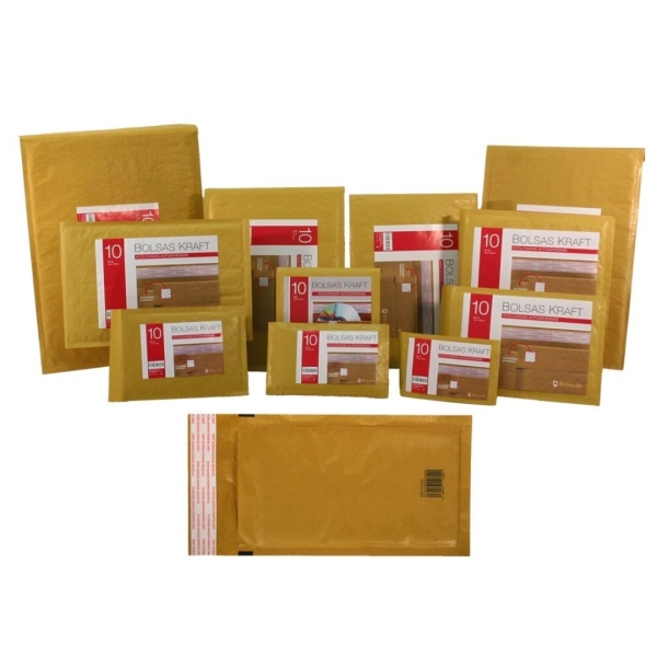 Bismark Bolsa Acolchada Kraft Nº19 300x445mm - Recubrimiento Interno de Laminas de Burbuja de Aire - Cierre Autoadhesivo - Ideal para Envios con Alta Proteccion · Pack de 5 uds.