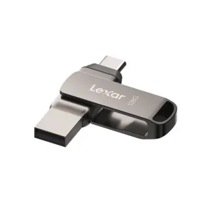 Lexar D400 JumpDrive Dual Drive Memoria USB 3.1 Type-C 128GB - Transferencias Rapidas hasta 130MB/s - Compatible con USB Type-C y Type-A - Diseño Metalico Giratorio - Color Gris