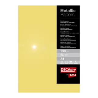 Apli Pack de 50 Hojas de Papel Metalizado - Ideal para Impresiones Especiales - Compatible con Impresoras Inkjet, Laser y Fotocopiadoras - Color Oro