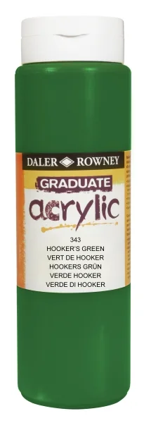 Daler Rowney Graduate Pintura Acrilica - Botella de Plastico - 500ml - Color Verde Hooker