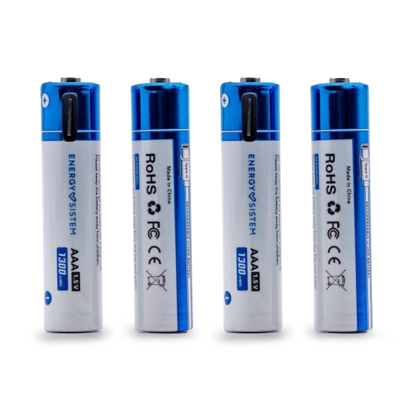 Energy Sistem Charge Pro C Pack de 4 Pilas Recargables USB-C - 1100mWh - 740mAh - AAA - 1.5V - Carga Por USB-C