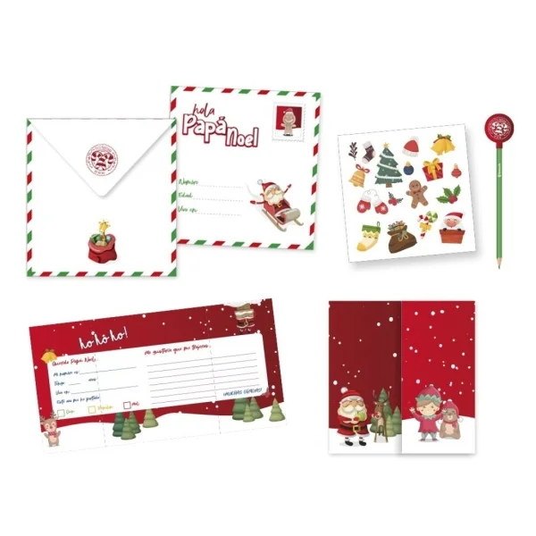 Bismark Carta para Papa Noel - Incluye Sobre Decorado, Hoja de Pegatinas y Lapiz con Goma