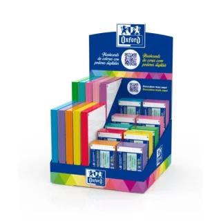 Oxford Flashcards Expositor con 60 Paquetes de Tarjetas FlashCards 2.0 A5 y A7 - 20 Sobres A5 de Colores Vivos - 40 Sobres A7 de Colores Vivos y Pastel - Colores Surtidos