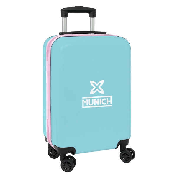 Safta Munich Heaven Maleta Trolley de Cabina 20” - Cierre con Candado - Interior Forrado - Bolsillo de Red - Ruedas Giratorias - Asa Extensible - 40.1L - 345x200x550mm - Color Azul Claro