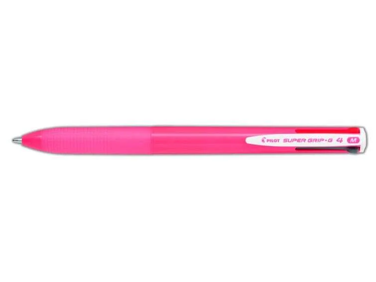 Pilot Boligrafo de Bola Retractil Super Grip G4 - 4 Colores - Punta 1.0mm - Trazo 0.27mm - Cuerpo Rosa · Pack de 12 uds.