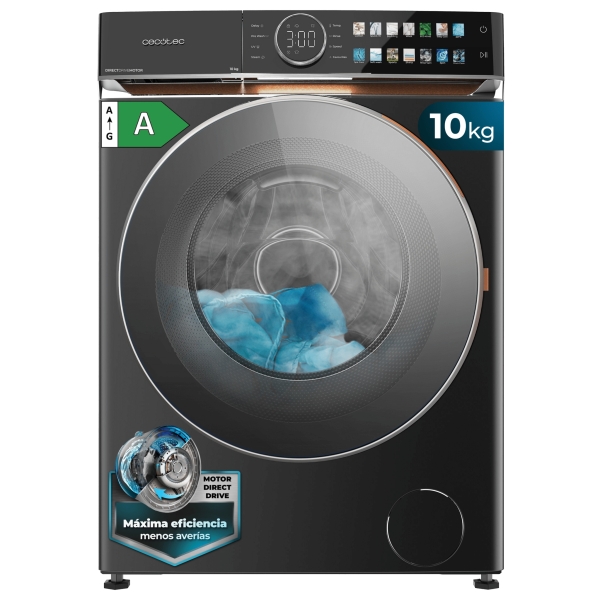 Cecotec Bolero DressCode 10980 Direct Drive Steel A Lavadora de Carga Frontal - Capacidad 10kg - Velocidad 1400rpm - Puerta XXL - 14 Programas - Color Gris Oscuro