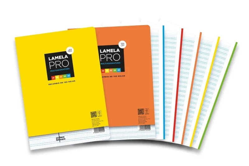 Lamela Pro Recambio Multitarea de 100 Hojas de 90g/m2 - Formato A4 - Pauta Cuadrovia de 3mm - Papel Offset Blanco Extra - Certificacion PEFC