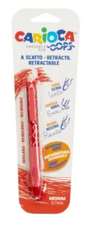 Carioca Oops Boligrafo Retractil Borrable - Tinta Termo Sensible - Empuñadura Ergonomica Triangular - Punta de Ø 0.7mm - Recambios Compatibles - Color Rojo