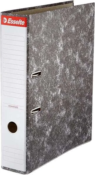 Esselte Archivador de Palanca Formato Folio - Lomo 75mm - Capacidad para 500 Hojas - Color Negro Jaspeado · Pack de 20 uds.
