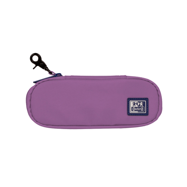 Oxford Kangoo B-Hook Estuche Cofre con Gancho - Bolsillo Interior con Malla - Goma Elastica para Cuadernos - Semirrigido - 21x8x4.8cm - Color Lila