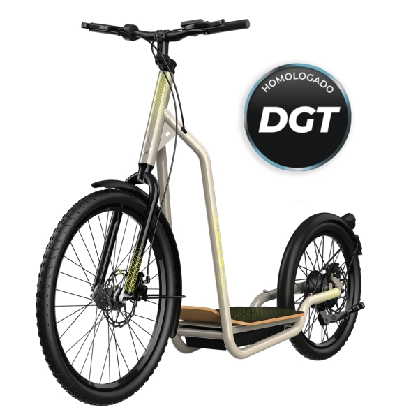Cecotec Troton Patinete Electrico - Potencia de 1000W - Ruedas Grandes 20" y 26" - Autonomia 50km - Homologado por la DGT - Base XL de Madera - Frenos de Disco - Velocidad 25km/h - Color Bei