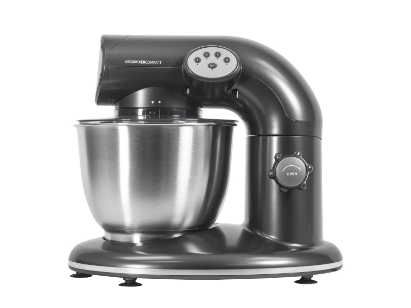 Cecotec Cecomixer Compact Batidora Amasadora - Potencia 1000W - Bol de Acero Inoxidable de 5.6L - Movimiento Planetario - Velocidad Ajustable - Incluye Accesorios - Color Gris Oscuro