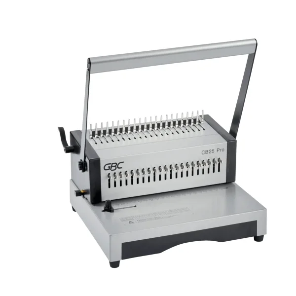 GBC CombBind CB25 Pro Encuadernadora Manual de Canutillo - Encuaderna hasta 500 Hojas A4 - Puede Perforar hasta 25 Hojas - Rapida y Sencilla de Usar - Color Plata