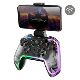 Mars Gaming MGP-BT2 Gamepad Bluetooth Multiplataforma - Vibracion Haptica - Adaptador para Smartphones Universal - Funcion Turbo - Iluminacion RGB - Color Negro