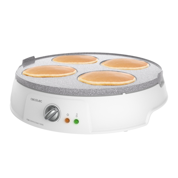 Cecotec Fun Crepestone Twin Crepera - 1200W - Placa Antiadherente Reversible - Espatula y Rodillo - 30.5cm de Diametro - Regulador de Temperatura - Proteccion contra Sobrecalentamiento - Col