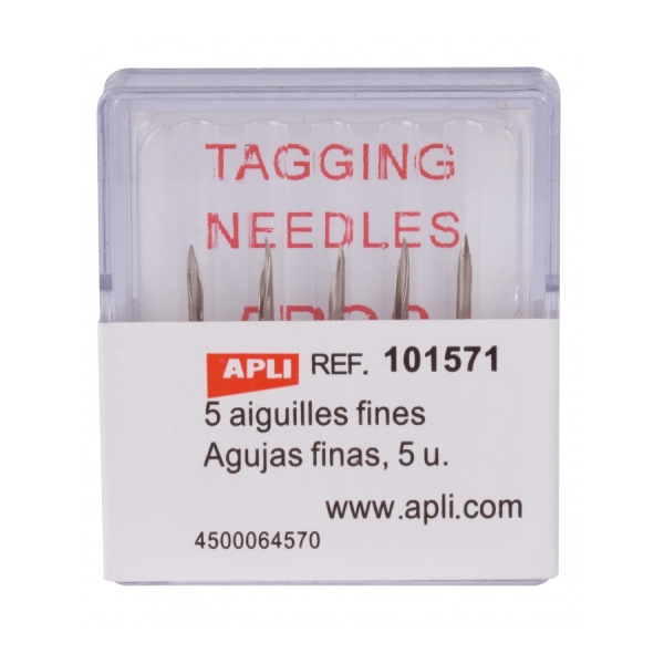 Apli Pack de 5 Agujas de Recambio para Etiquetadoras Textiles Finas - Compatibles con Pistola Textil Modelo 101546 y Navetes Modelos 101572 y 101573