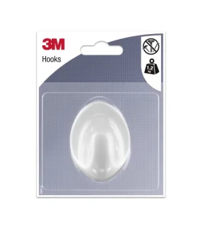 3M Gancho Adhesivo Ovalado - Grande - Soporta hasta 1.2kg - Color Blanco
