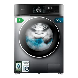 Cecotec Bolero DressCode 7500 Inverter Steel A Lavadora de Carga Frontal - Capacidad 7kg - Velocidad 1400rpm - Seguro Infantil - Display LED - Motor Inverter - Inicio Programable - Color Neg