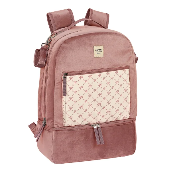 Safta Marsala Mochila para Carrito Bebe de 19.4L - Cierre con Doble Tirador - Bolsillo Frontal con Cremallera - Bolsillo Termo - Bolsillo Lateral para Biberon - 300x150x430mm - Color Rosa