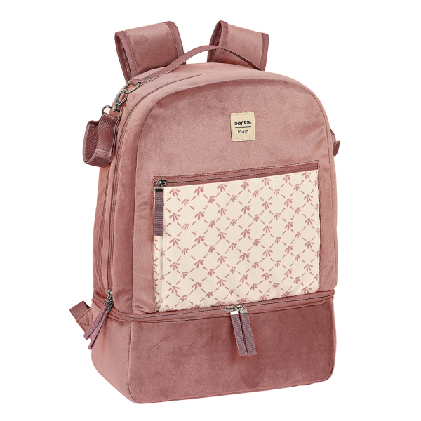 Safta Marsala Mochila para Carrito Bebe de 19.4L - Cierre con Doble Tirador - Bolsillo Frontal con Cremallera - Bolsillo Termo - Bolsillo Lateral para Biberon - 300x150x430mm - Color Rosa