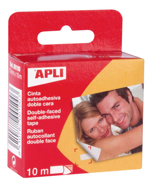 Apli Dispensador Doble Cara 12x10 - Facil Extraccion - Resistente y Duradero - Adhesion Instantanea - para Reparaciones y Trabajos Manuales - Color Transparente · Pack de 20 uds.