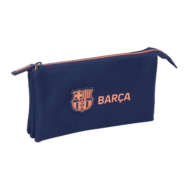 Safta F.C.Barcelona 2ª Equipacion Portatodo - 3 Compartimentos con Cremalleras - Bolsillo Interior - 0.6L - 220x30x120mm - Color Azul Marino
