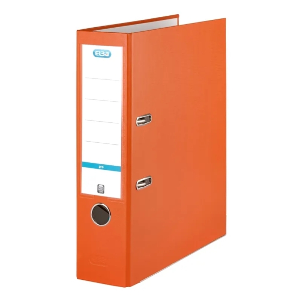 Elba Rado Top Archivador Ancho de Palanca - Formato Folio - Cantoneras Metalicas - Tarjetero con Etiqueta en el Lomo - Color Naranja