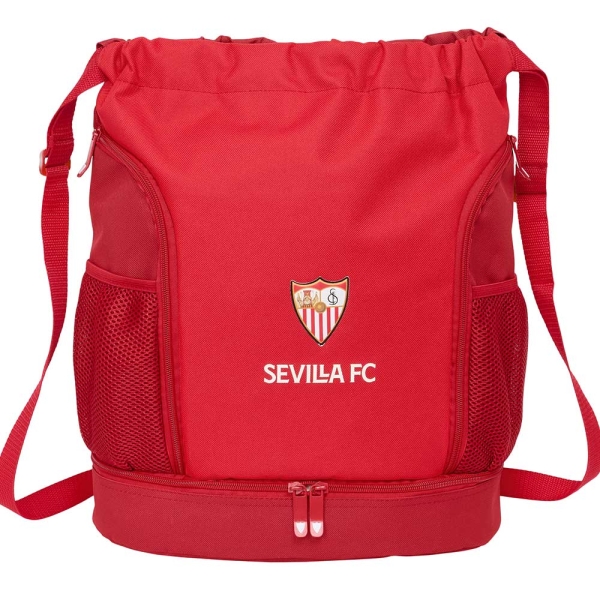 Safta Sevilla FC Saco Mochila - Bolsillo Interior con Cremallera - Bolsillos Laterales - Hombreras Ajustables - Resistente al Agua - 21.93L - 340x150x430mm - Color Rojo