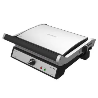 Cecotec Rock'n Grill 2400 Parrilla Electrica 2400W - Placa Superior Flotante - Revestimiento de Piedra Rockstone - Regulador de Temperatura - Apertura 180º - Superficie 28,5x22,5 cm