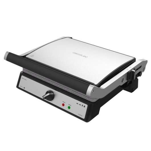 Cecotec Rock'n Grill 2400 Parrilla Electrica 2400W - Placa Superior Flotante - Revestimiento de Piedra Rockstone - Regulador de Temperatura - Apertura 180º - Superficie 28,5x22,5 cm