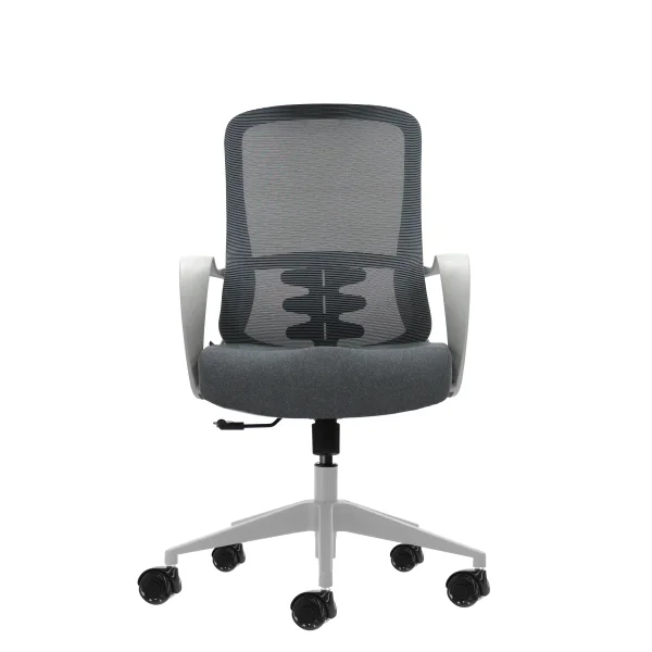Oqonos Cherg 009 Silla de Oficina Ergonomica con Respaldo de Malla Transpirable, Piston de Gas Clase 4, Soporte Lumbar, Reposabrazos Fijos, Asiento Ergonomico Moldeado y Ruedas de Silicona - Gris