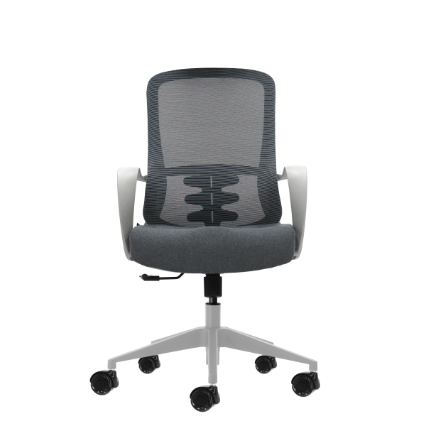 Oqonos Cherg 009 Silla de Oficina Ergonomica con Respaldo de Malla Transpirable, Piston de Gas Clase 4, Soporte Lumbar, Reposabrazos Fijos, Asiento Ergonomico Moldeado y Ruedas de Silicona - Gris