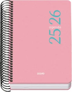 Dohe Esencial Agenda Escolar 25/26 Espiral A6 - Dia Pagina - Papel 70g/m2 - Cubierta en Polipropileno - Color Rosa
