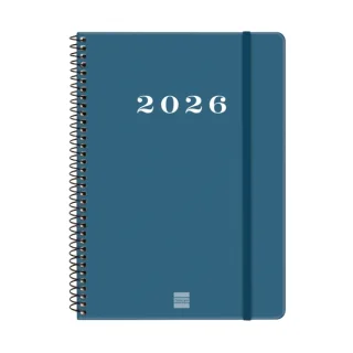Finocam My Agenda de Espiral en Catalan - Anual 2026 - Tapa Dura Antirayaduras - Formato E10 - 171x9x212mm - Semana Vista Horizontal - Color Azul