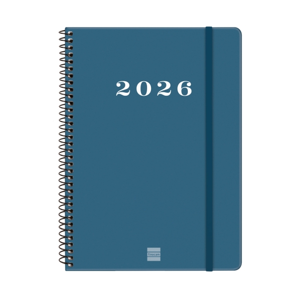 Finocam My Agenda de Espiral en Catalan - Anual 2026 - Tapa Dura Antirayaduras - Formato E10 - 171x9x212mm - Semana Vista Horizontal - Color Azul