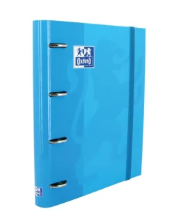 Oxford Europeanbinder Classic A4+ Carpeta de Anillas con Recambio Cuadricula 5x5 - Tapa Extradura - Cierre con Goma Elastica - Color Turquesa