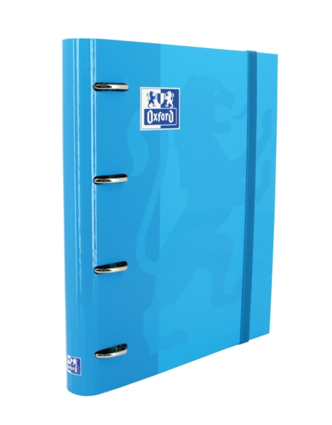 Oxford Europeanbinder Classic A4+ Carpeta de Anillas con Recambio Cuadricula 5x5 - Tapa Extradura - Cierre con Goma Elastica - Color Turquesa