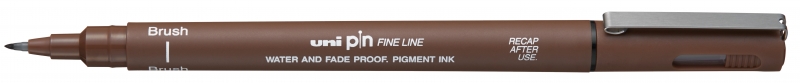 Uni-ball PINBR-200(S) Rotulador Calibrado - Punta Poliacetal Brush - Tinta Pigmentada Resistente al Agua y Luz - Color Sepia · Pack de 12 uds.