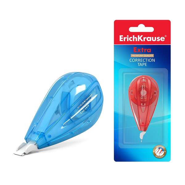 Erichkrause Extra Cinta Correctora 5mmx6m - Ideal para Correccion Rapida y Segura - Secado Inmediato - Colores Surtidos Aleatorios · Pack de 12 uds.